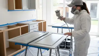 Professional cabinet painting in Saint Louis, MO kitchen by expert house painters