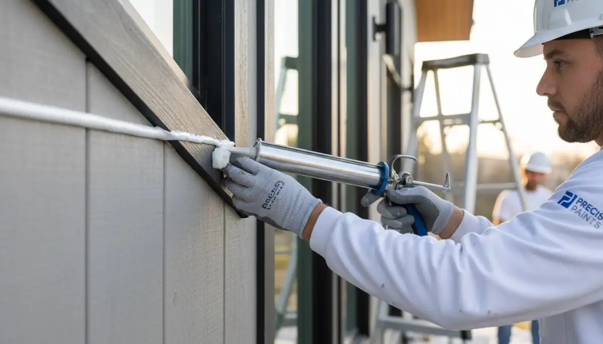 Professional caulking and sealing on Saint Louis home exterior by local painting contractors