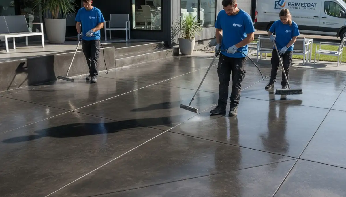 Professional concrete staining on patio surface in Saint Louis, MO by expert house painters