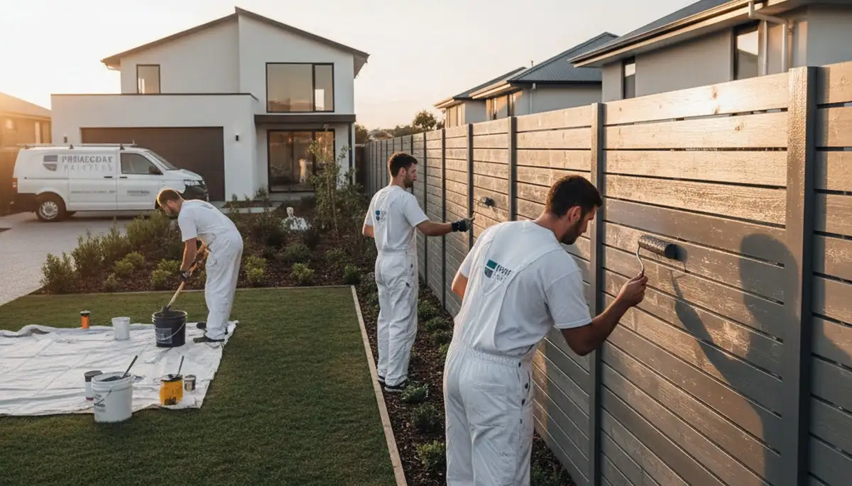 Professional fence painters in Saint Louis, MO applying durable exterior paint for long-lasting protection