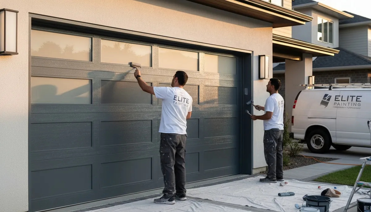 Professional garage door painting in Saint Louis, MO enhancing curb appeal with durable finishes