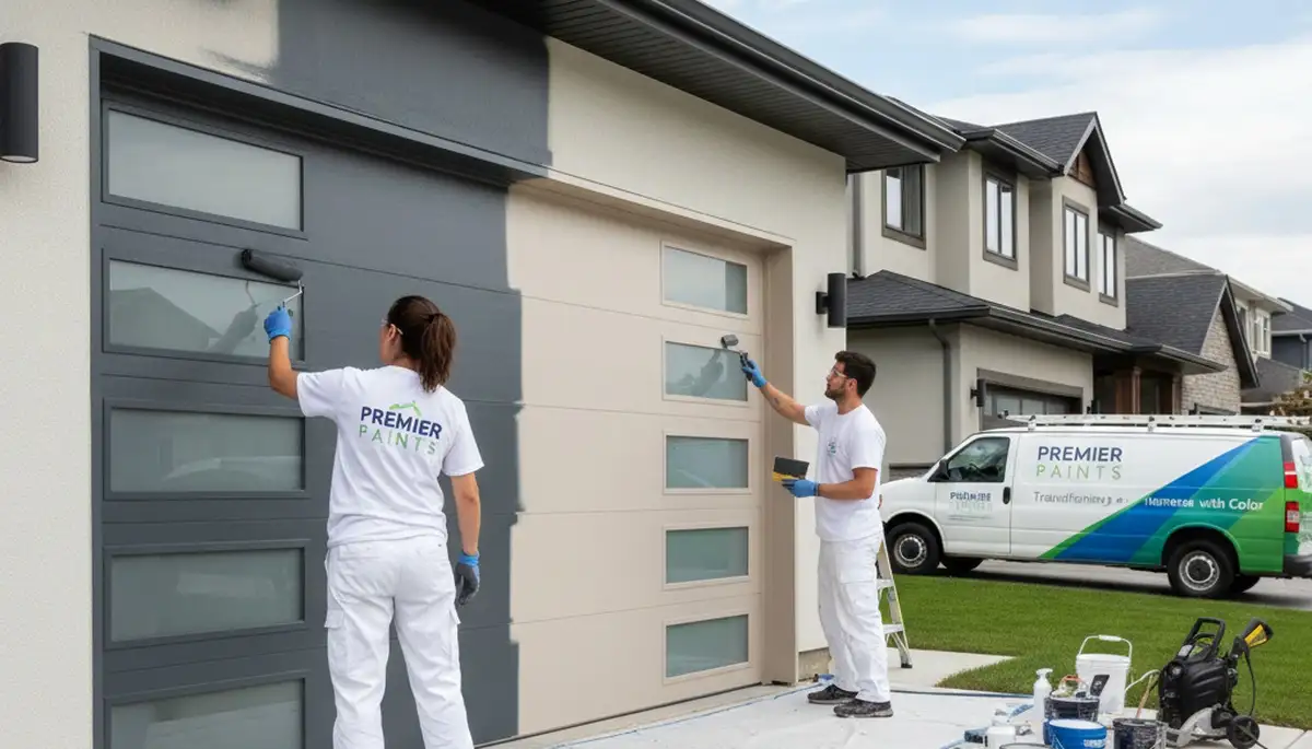 Professional garage door painting service in Saint Louis, MO enhancing home curb appeal