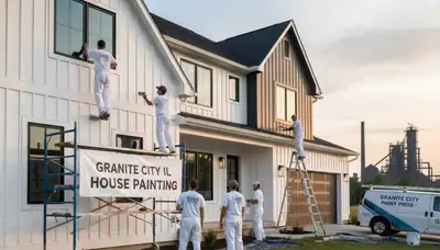 Professional house painters working on residential exterior in Saint Louis, MO