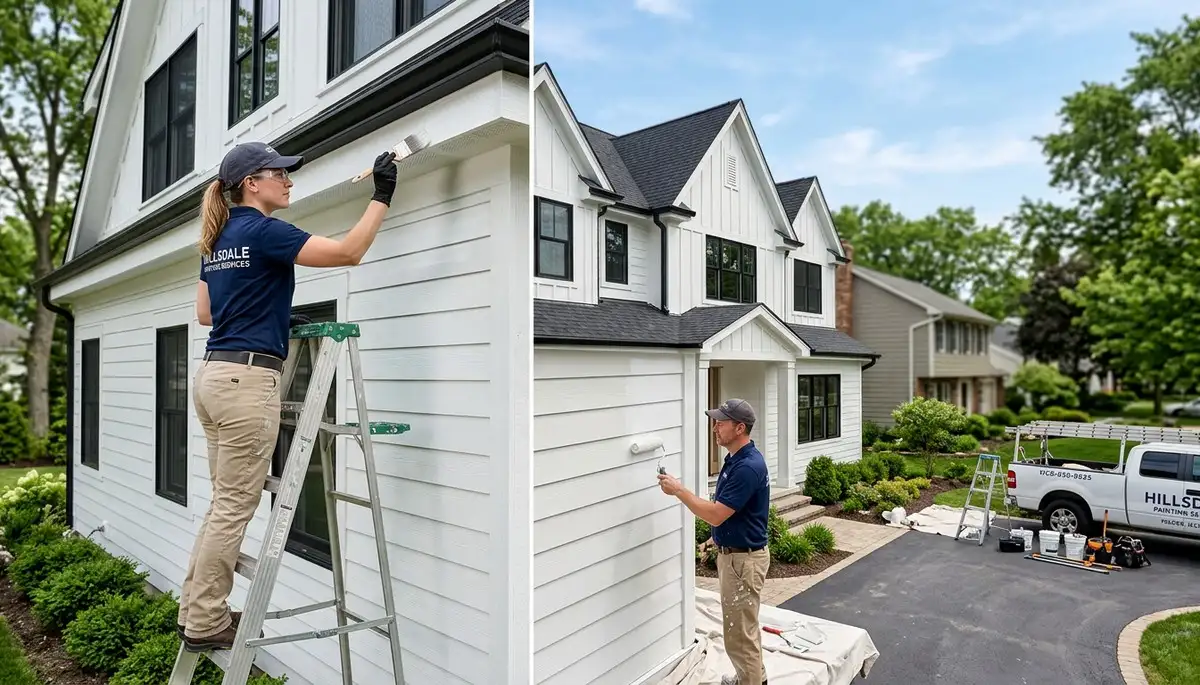 Professional house painters working on home exterior in Saint Louis, MO