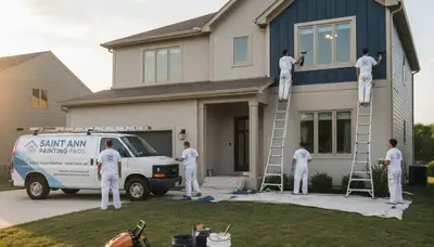 Professional house painters working on residential exterior in Saint Louis, MO