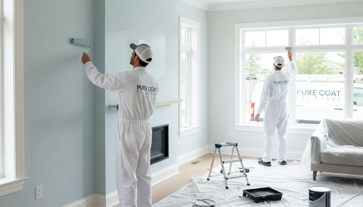 Professional interior house painters in Saint Louis, MO applying fresh wall color for a durable finish