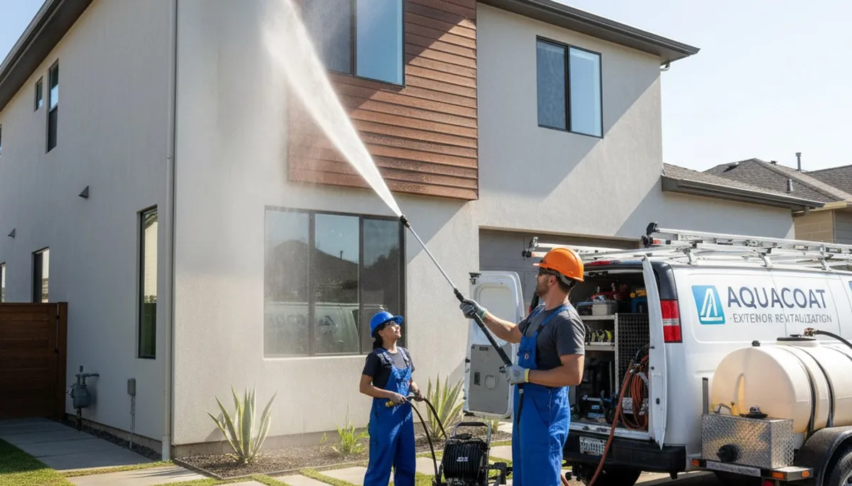 Professional pressure washing brick home exterior in Saint Louis MO by local house painters