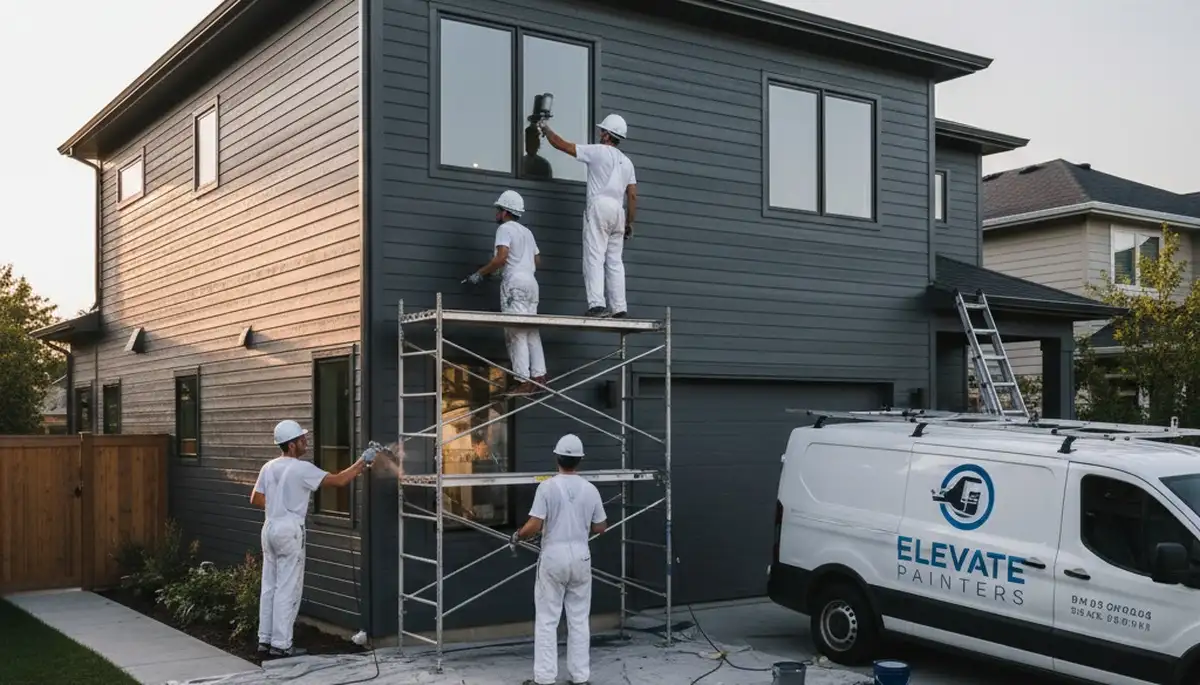 Professional siding painting on Saint Louis home exterior by expert house painters, durable finish