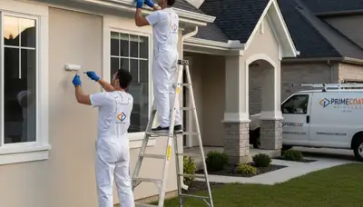 Professional trim and fascia painting on a Saint Louis MO home exterior by expert house painters