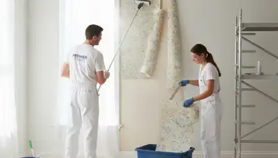 Professional wallpaper removal and surface prep by house painters in Saint Louis, MO
