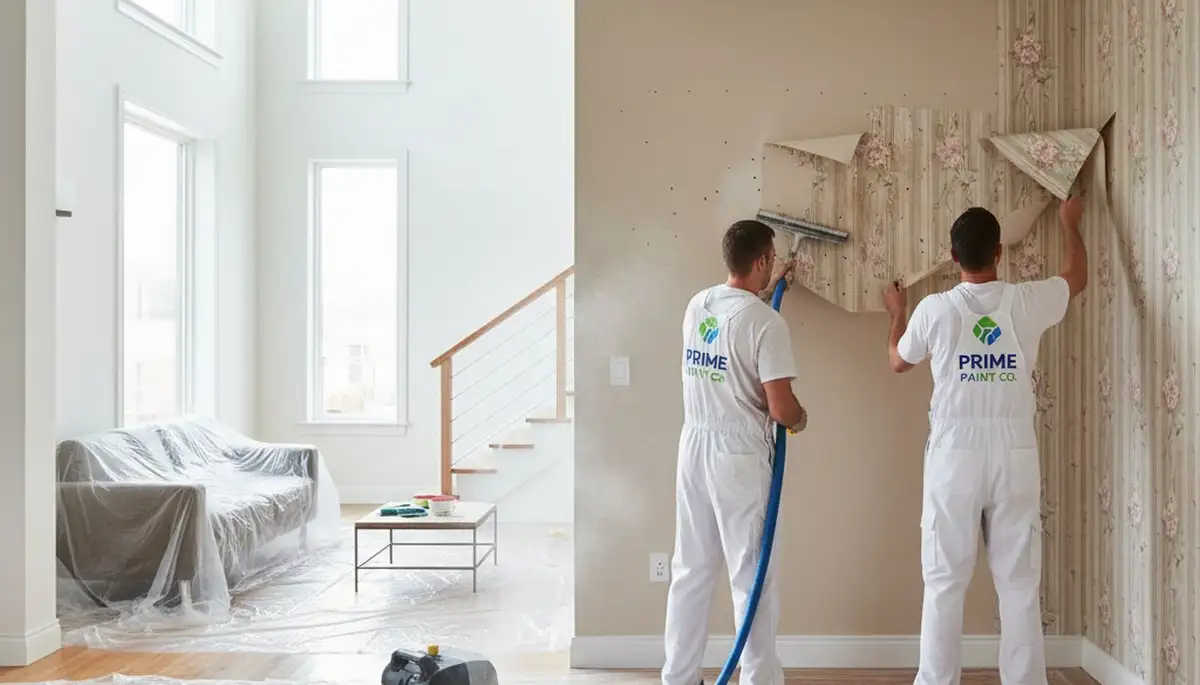 Professional wallpaper removal and surface prep by house painters in Saint Louis, MO