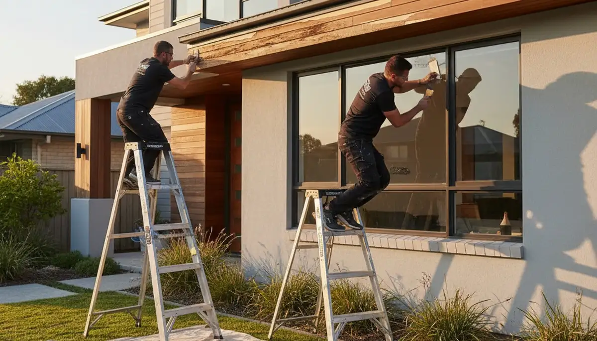 Professional wood rot repair on home exterior by house painters in Saint Louis, MO